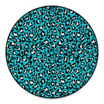 Turquoise Leopard Print Round Floor Mat
