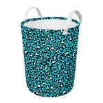 Turquoise Leopard Print Round Laundry Basket