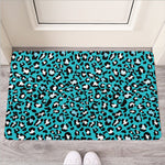 Turquoise Leopard Print Rubber Doormat