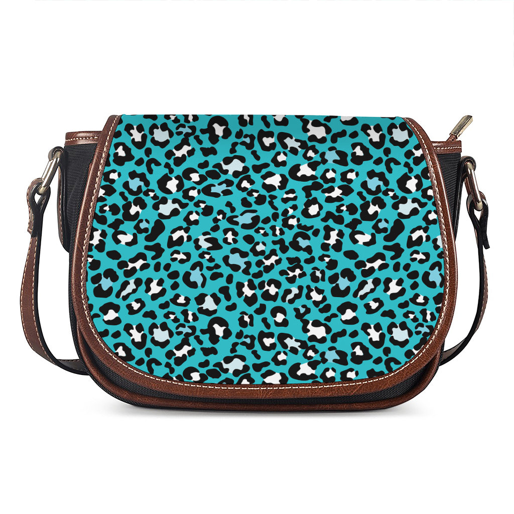Turquoise Leopard Print Saddle Bag