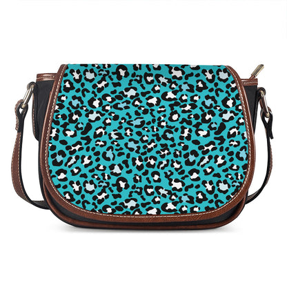 Turquoise Leopard Print Saddle Bag