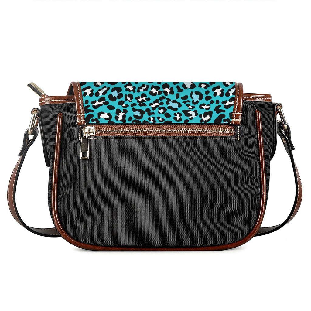 Turquoise Leopard Print Saddle Bag