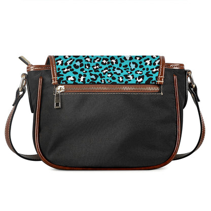 Turquoise Leopard Print Saddle Bag