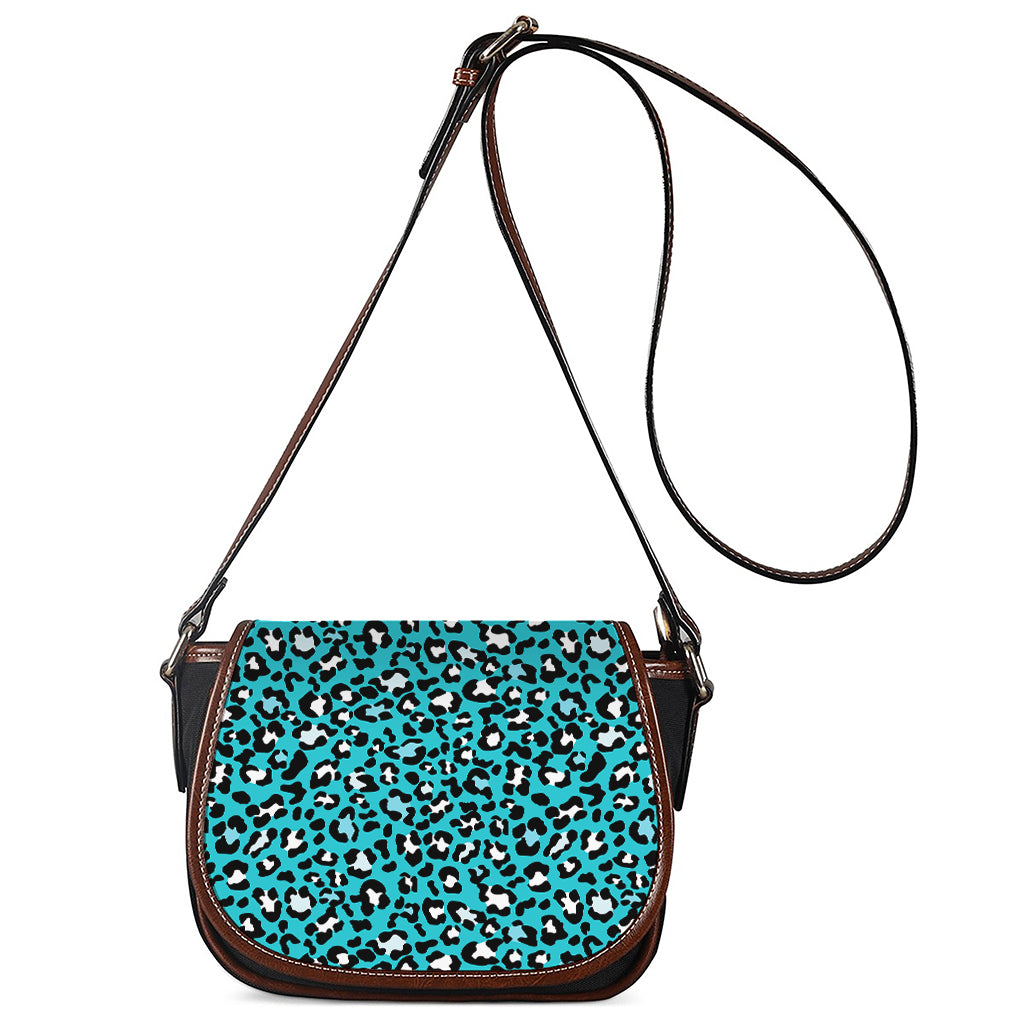 Turquoise Leopard Print Saddle Bag