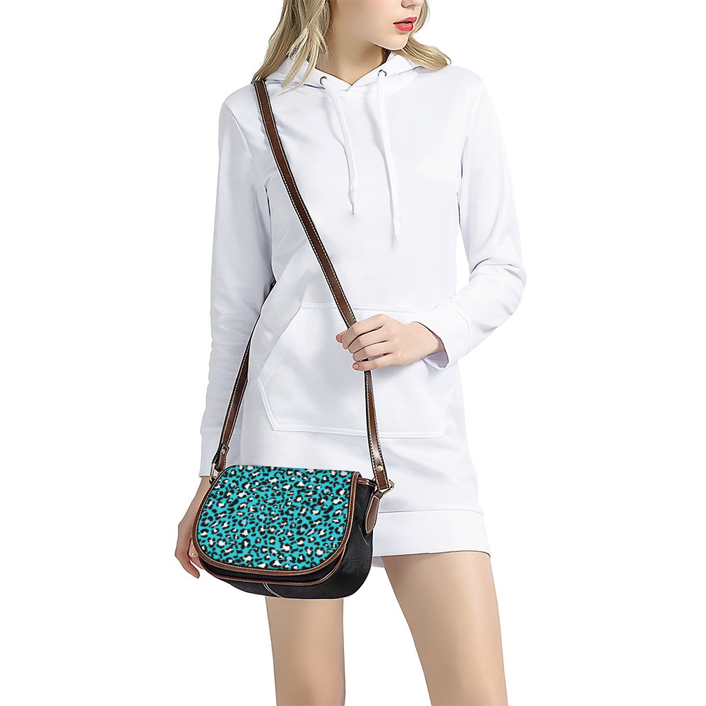 Turquoise Leopard Print Saddle Bag