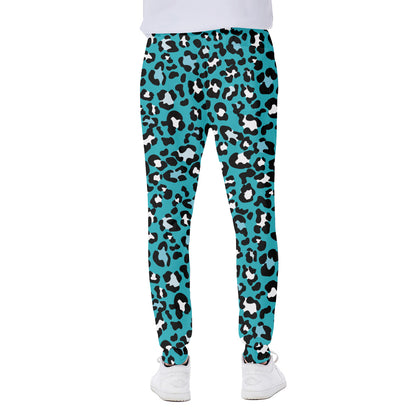 Turquoise Leopard Print Scuba Joggers