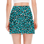 Turquoise Leopard Print Side Slit Mini Skirt
