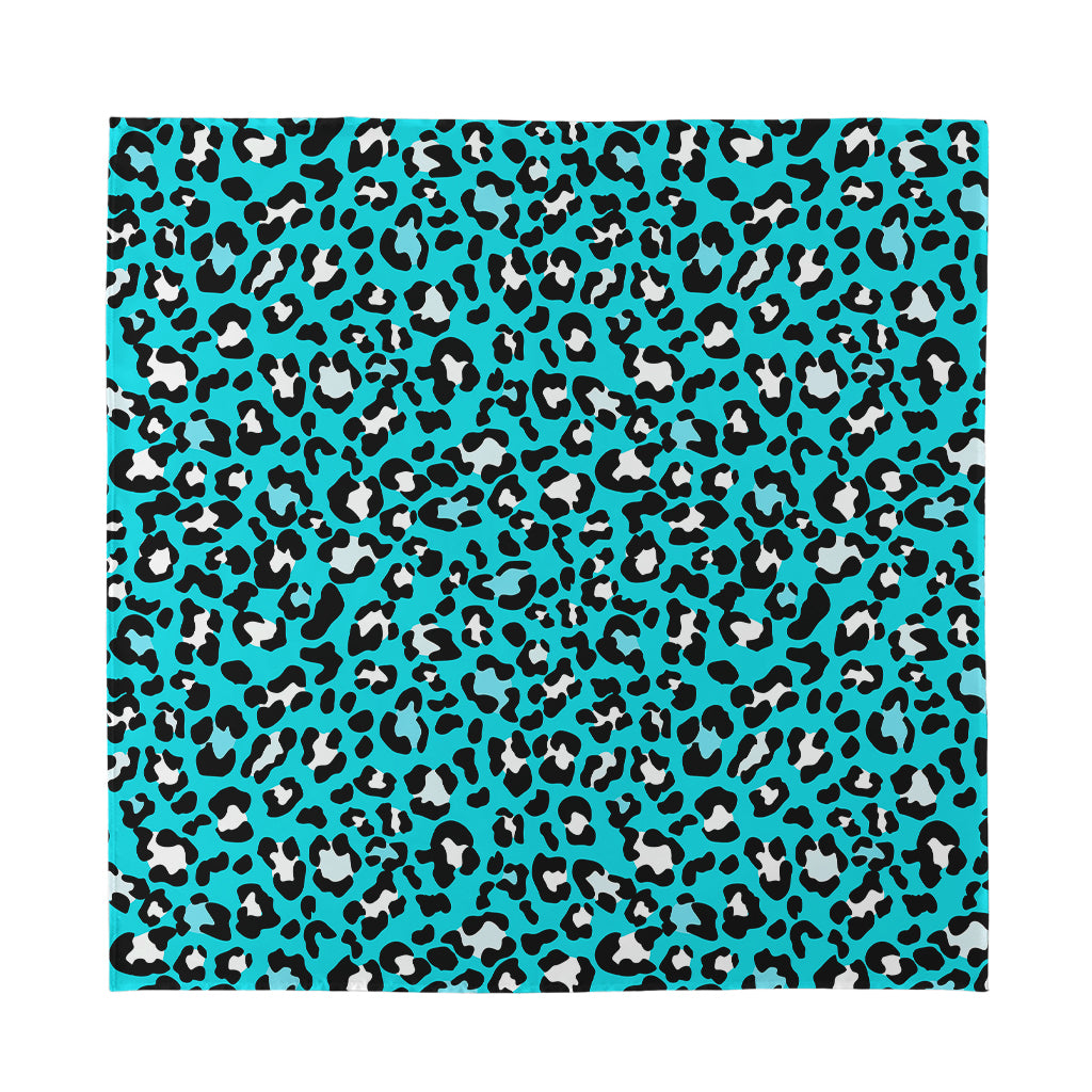 Turquoise Leopard Print Silk Bandana