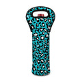 Turquoise Leopard Print Single Neoprene Wine Tote