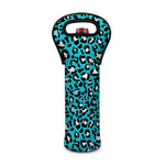 Turquoise Leopard Print Single Neoprene Wine Tote