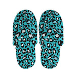 Turquoise Leopard Print Slippers
