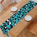 Turquoise Leopard Print Table Runner