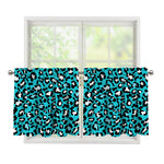 Turquoise Leopard Print Tier Curtains