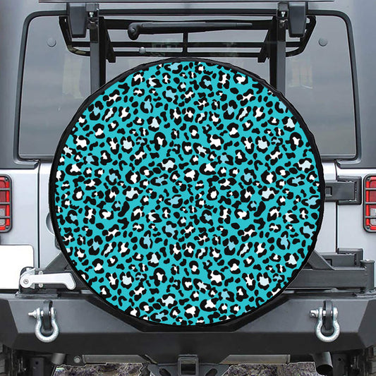 Turquoise Leopard Print Tire Cover