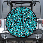 Turquoise Leopard Print Tire Cover