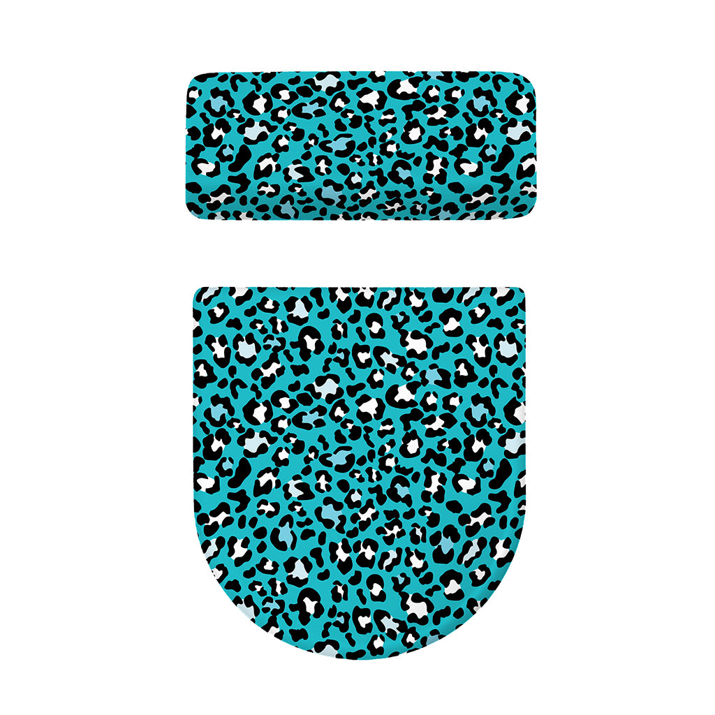 Turquoise Leopard Print Toilet Lid And Tank Cover Set