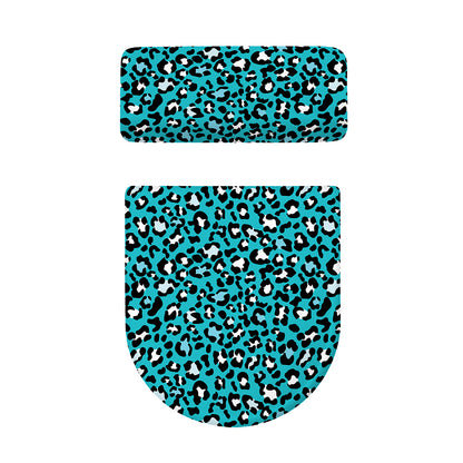 Turquoise Leopard Print Toilet Lid And Tank Cover Set