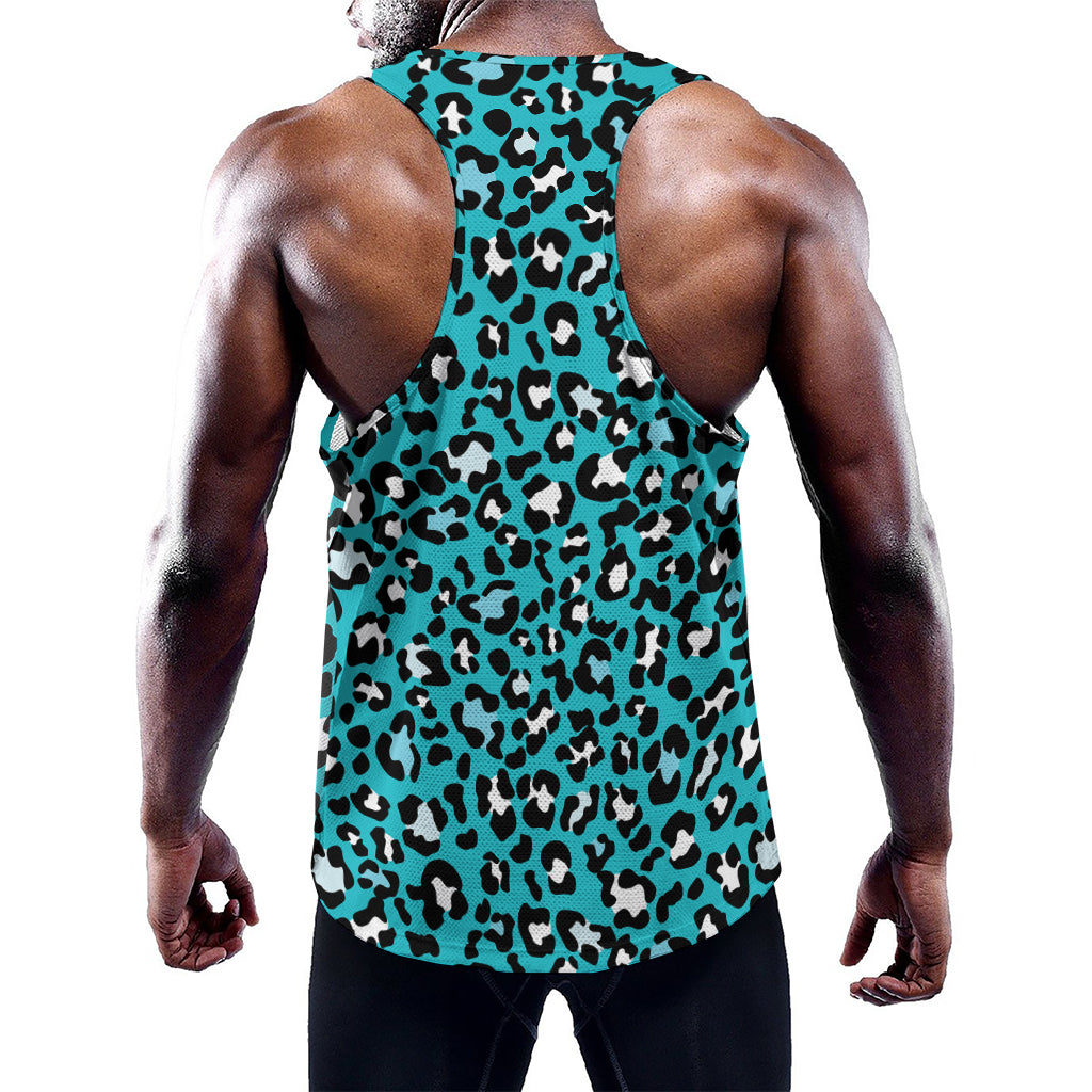 Turquoise Leopard Print Training Tank Top