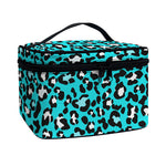 Turquoise Leopard Print Travel Makeup Bag