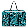 Turquoise Leopard Print Utility Tote Bag