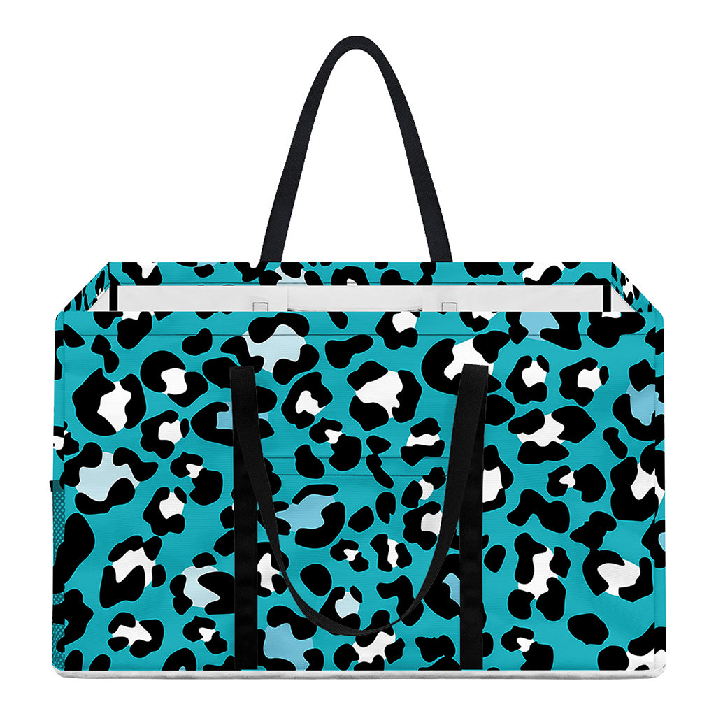 Turquoise Leopard Print Utility Tote Bag