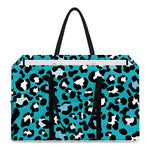 Turquoise Leopard Print Utility Tote Bag