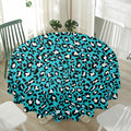 Turquoise Leopard Print Waterproof Round Tablecloth