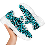 Turquoise Leopard Print White Chunky Shoes