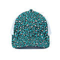 Turquoise Leopard Print White Mesh Trucker Hat