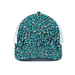 Turquoise Leopard Print White Mesh Trucker Cap