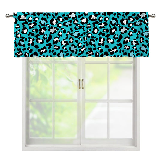 Turquoise Leopard Print Window Valance