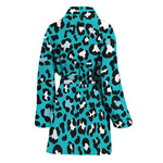 Turquoise Leopard Print Women's Bathrobe