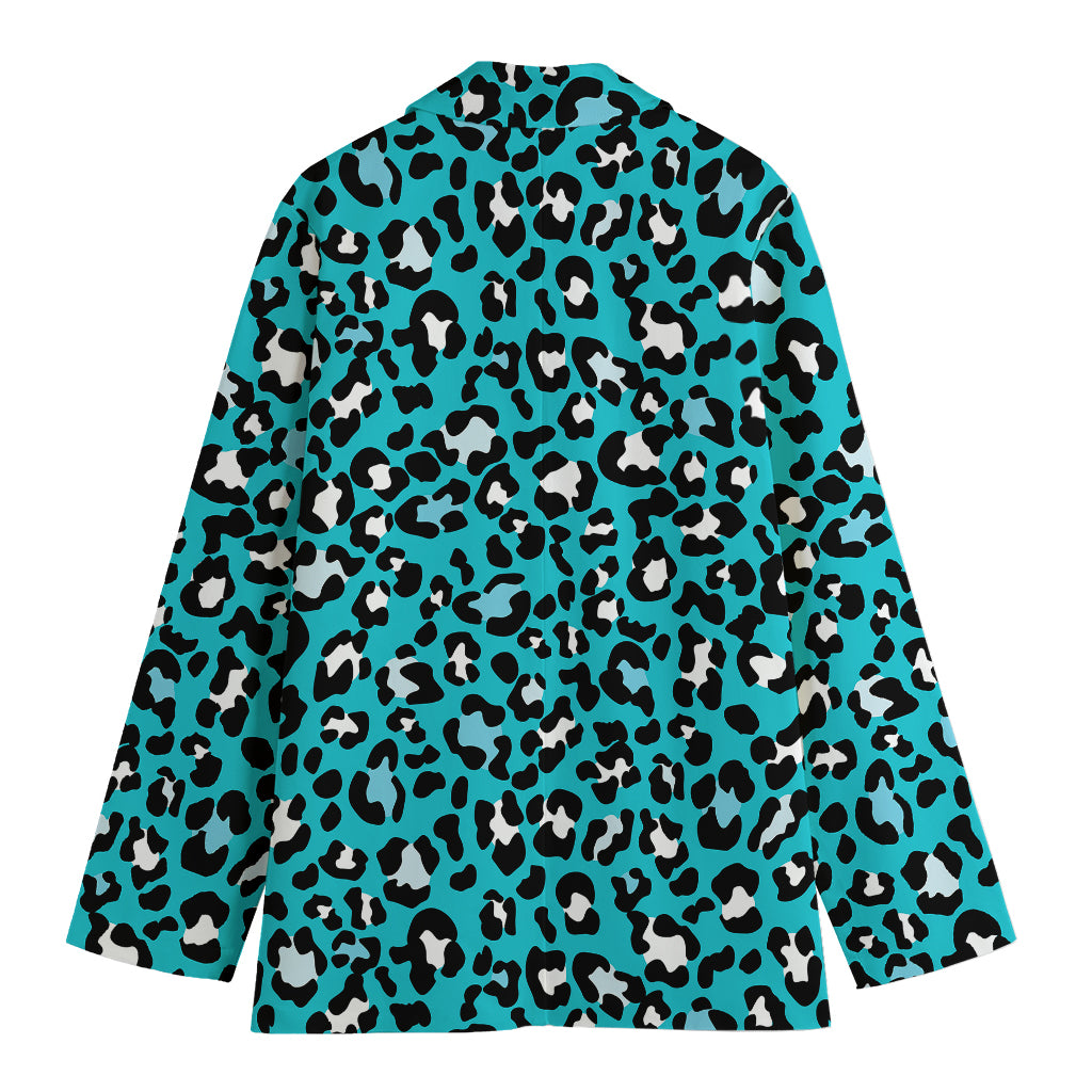 Turquoise Leopard Print Women's Blazer