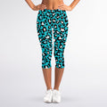 Turquoise Leopard Print Women's Capri Leggings