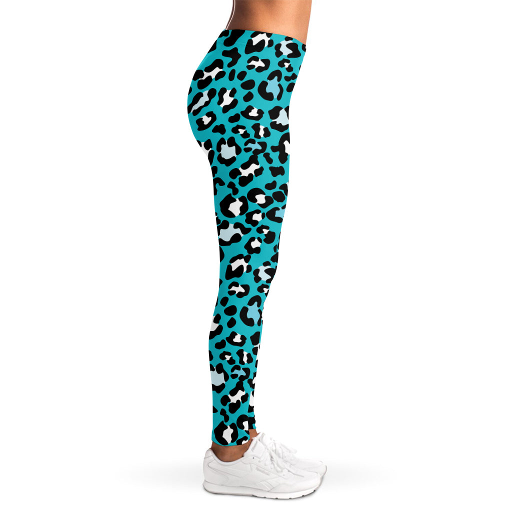 Turquoise Leopard Print Women's Leggings