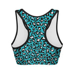 Turquoise Leopard Print Women's Sports Bra