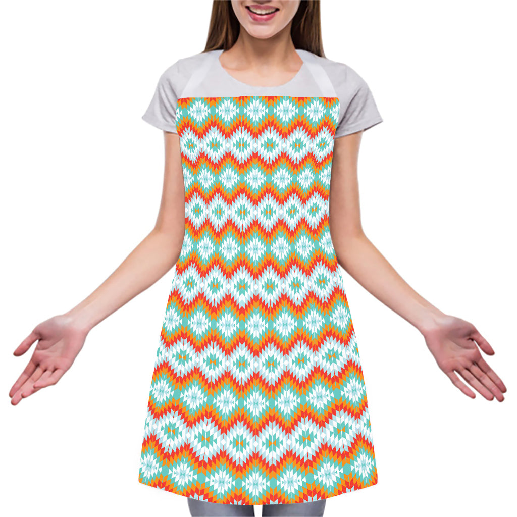 Turquoise Native American Pattern Print Adjustable Apron