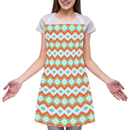 Turquoise Native American Pattern Print Adjustable Apron