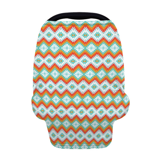 Turquoise Native American Pattern Print Baby Seat Cover