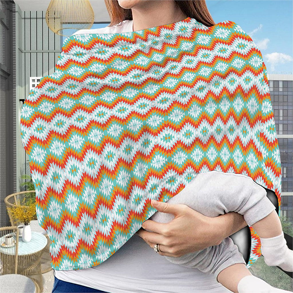 Turquoise Native American Pattern Print Baby Seat Cover