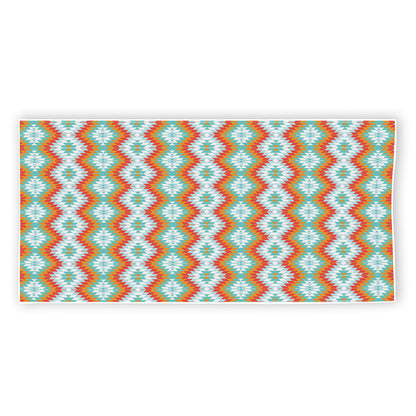Turquoise Native American Pattern Print Beach Towel