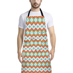 Turquoise Native American Pattern Print Bib Apron With Pocket