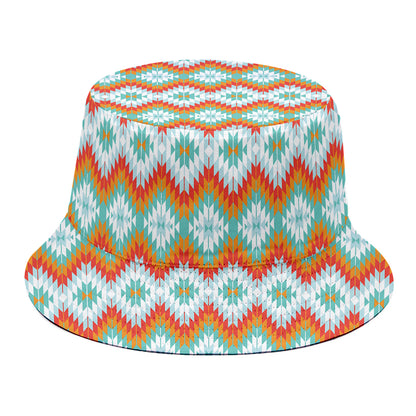Turquoise Native American Pattern Print Bucket Hat