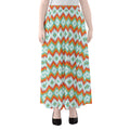 Turquoise Native American Pattern Print Chiffon Maxi Skirt