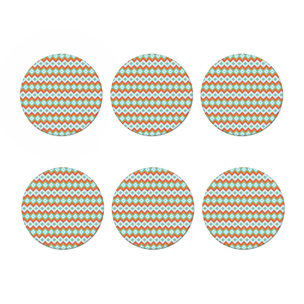 Turquoise Native American Pattern Print Coaster Set