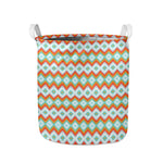Turquoise Native American Pattern Print Collapsible Laundry Basket