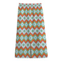Turquoise Native American Pattern Print Cotton Front Slit Maxi Skirt