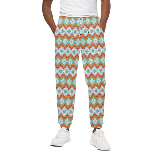 Turquoise Native American Pattern Print Cotton Pants