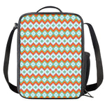 Turquoise Native American Pattern Print Crossbody Lunch Bag