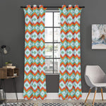 Turquoise Native American Pattern Print Curtain
